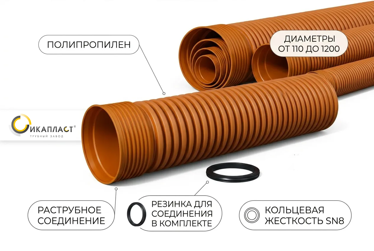 Трубы SUNSET DN/OD 110/96 SN8 ПП канализационные